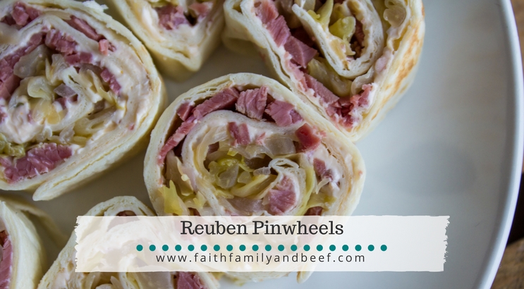 Reuben Pinwheels - a delicious little appetizer that can be made fresh or from leftover corned beef.