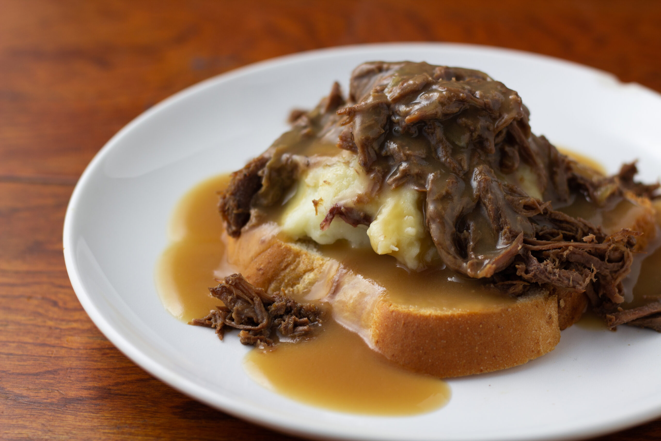 Open Faced Leftover Hot Roast Beef Sandwiches