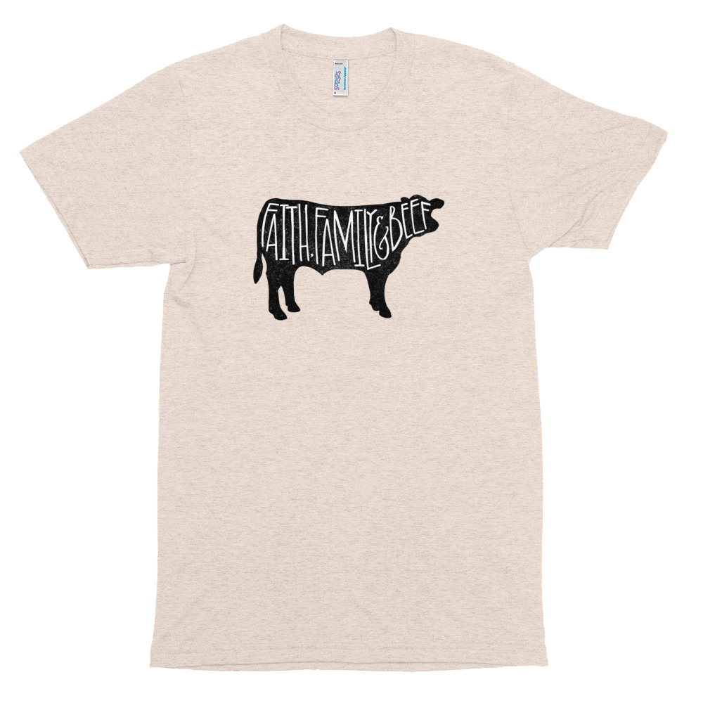 Grunge Cow Unisex Tri Blend Track Shirt Faith Family Beef