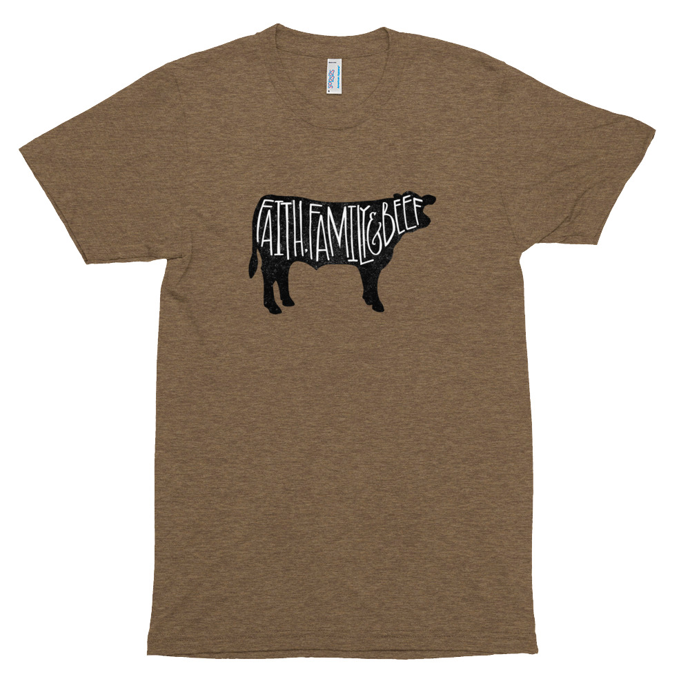 Grunge Cow Unisex Tri Blend Track Shirt Faith Family Beef
